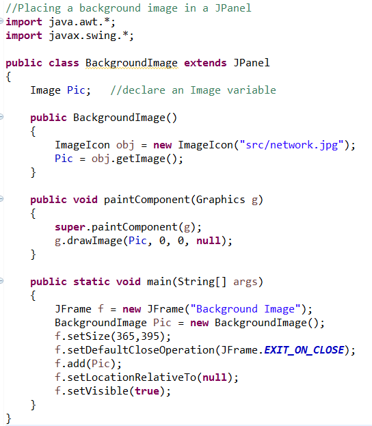 java code background