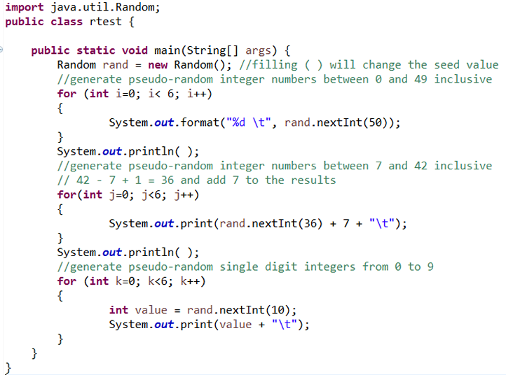 math.random java inculsive