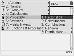 factorial on ti nspire